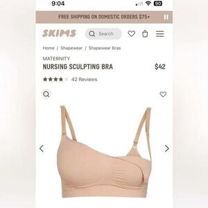 $42 NWOT SKIMS Nursing Sculpting Bra Women S/M Excellent Maternity Wireless Clip
